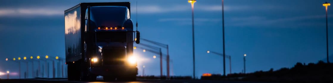 Truck on the road at night